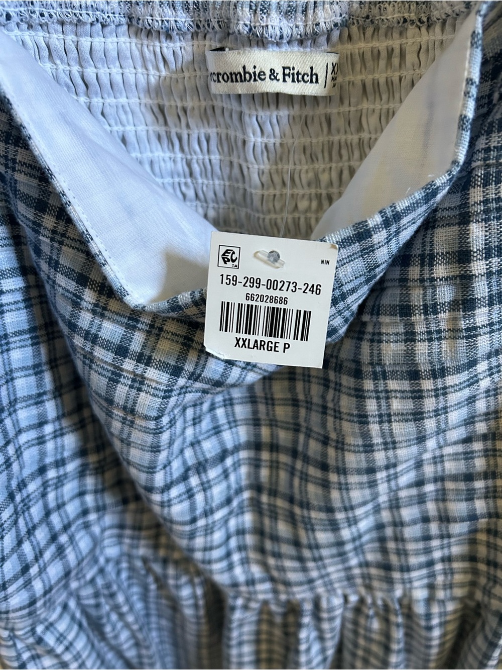 NWT Abercrombie & Fitch Plaid Puff-Sleeve Maxi Dress - Picture 3 of 3